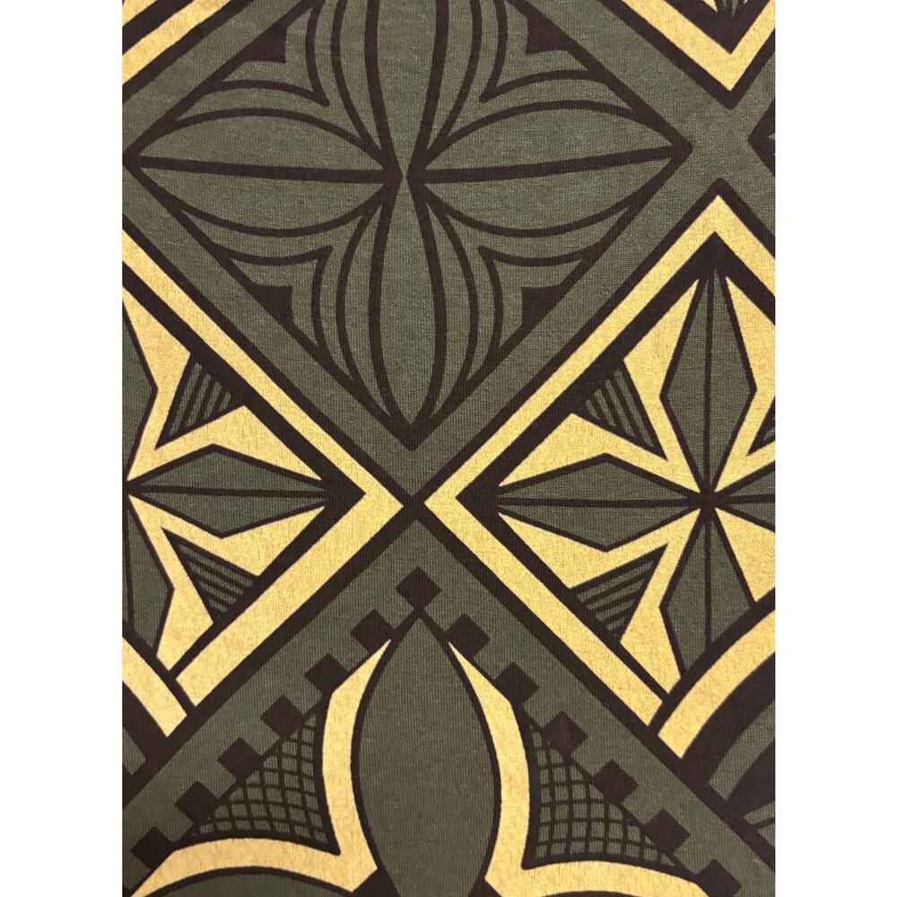 Tanoa Girls 14 Tribal Print Dress Olive Green Gold Short Sleeve Tribal Samoan - Picture 5 of 8